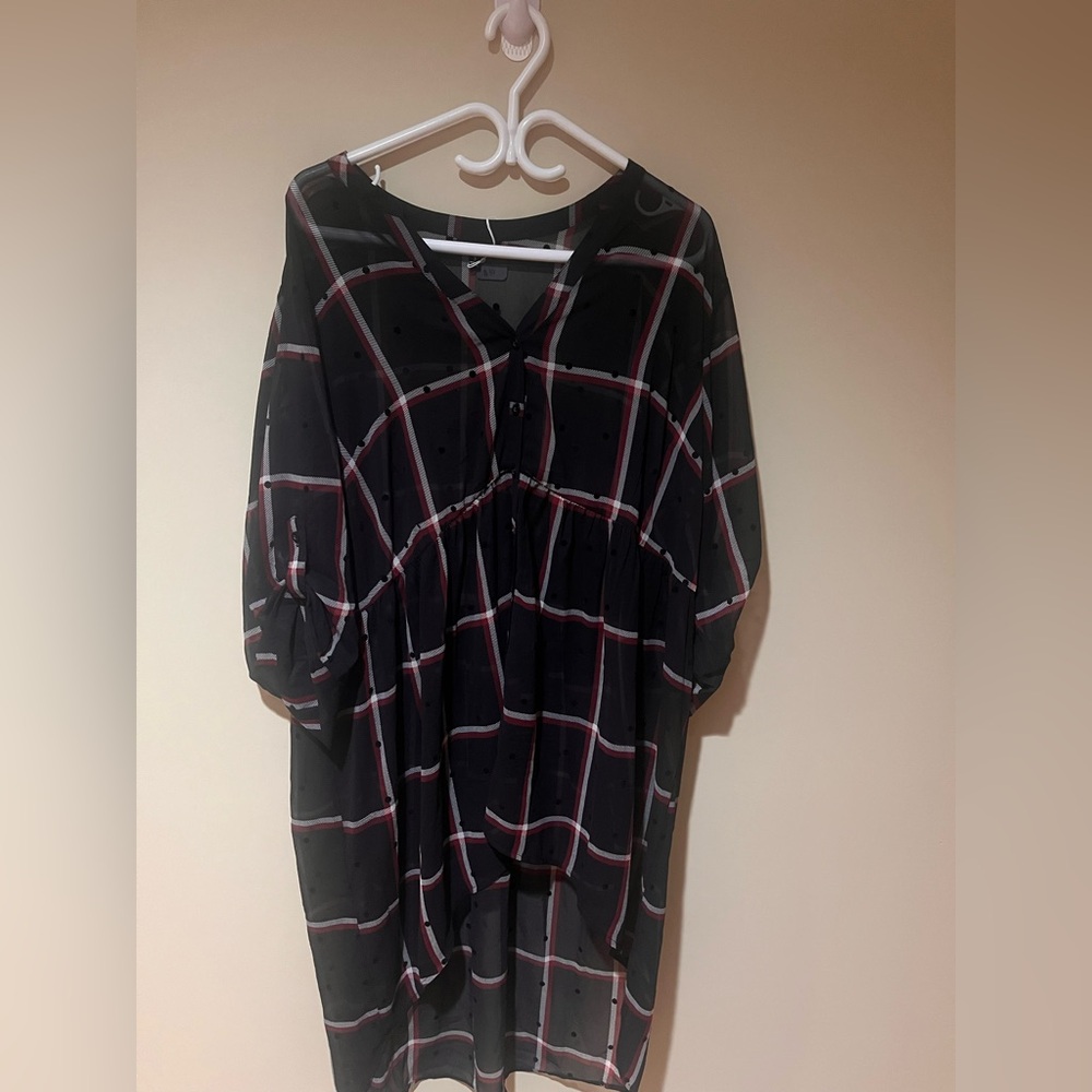 Torrid Black and Red Checkered Tunic